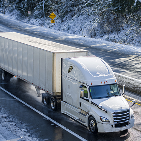 Winter Road and Semi Truck